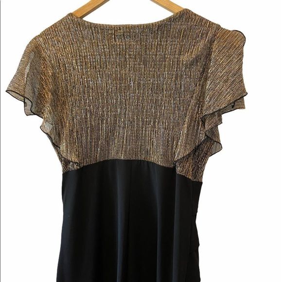 ENFOCUS Studio Metallic Top Deep V Tier Dress 8 - Picture 5 of 10